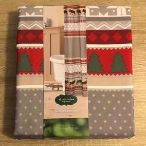 Through the Woods fabric shower curtain